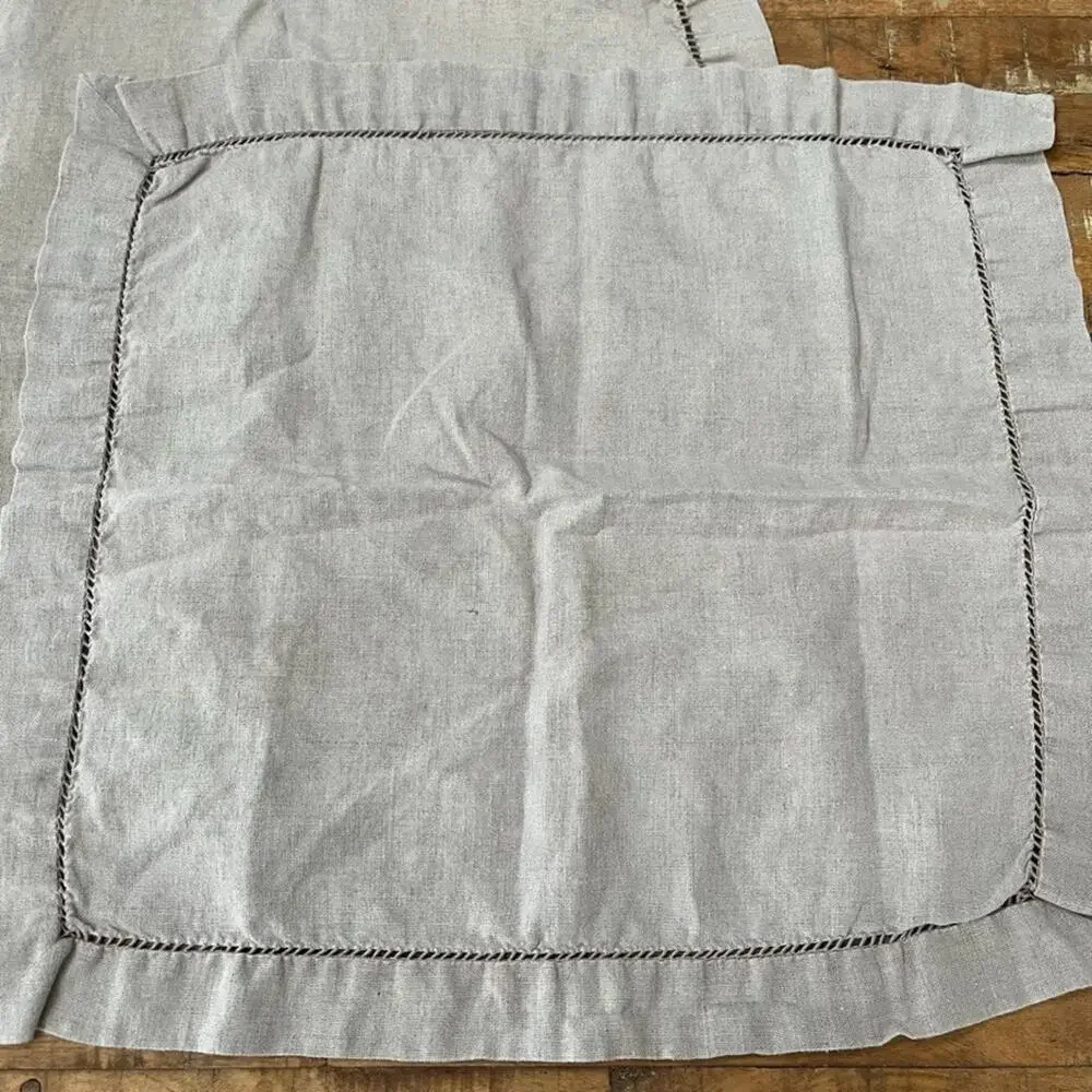 Pottery Barn Classic Belgian Flax Linen Hemstitch Napkins 22×22 Set of 3